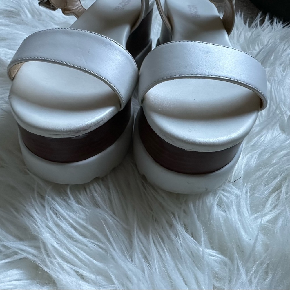 Michael Kors Marlon Platform Leather Optic White Women Sandals Size 7 - Picture 9 of 10
